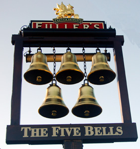 The Five Bells inn sign December 2008